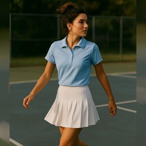 L.L. Bean Women XL Baby Blue Performance Polo Shirt Short Sleeve Golf Activewear